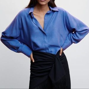 Brand new with tags Mango Blue Long Sleeve Lyocell shirt